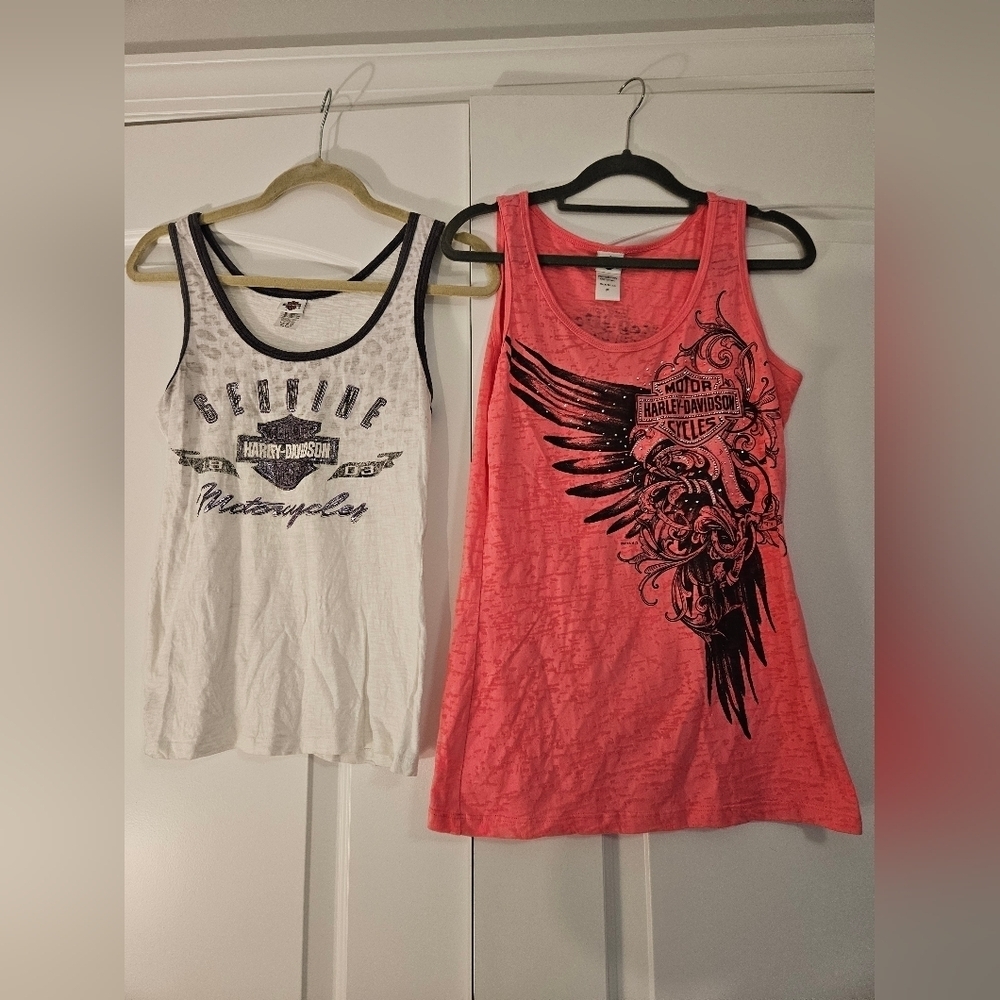 Harley Davidson tank tops set of 2 small & medium